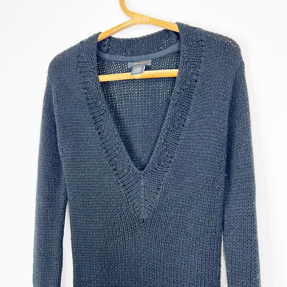 Vintage y2k black long deep v neck wool sweater or dress BCBGmaxazria Medium - Picture 5 of 7